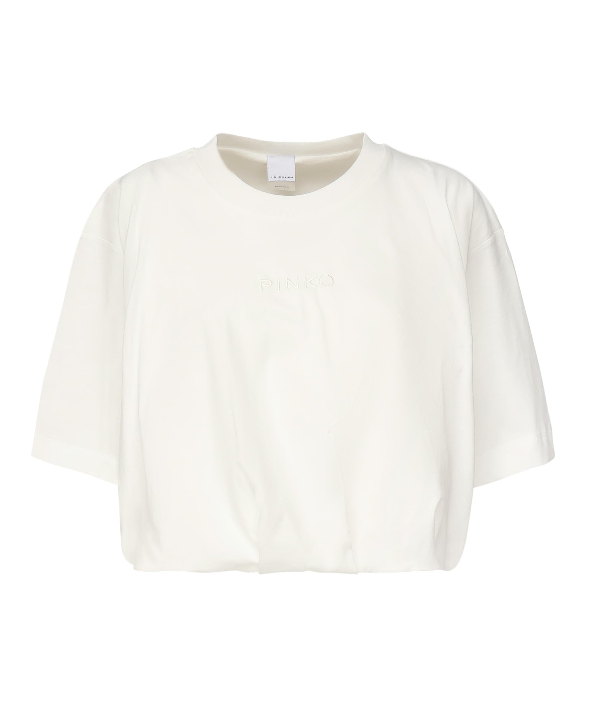 T-shirt cropped con ricamo logo 104257 A2F8Z05 PINKO 