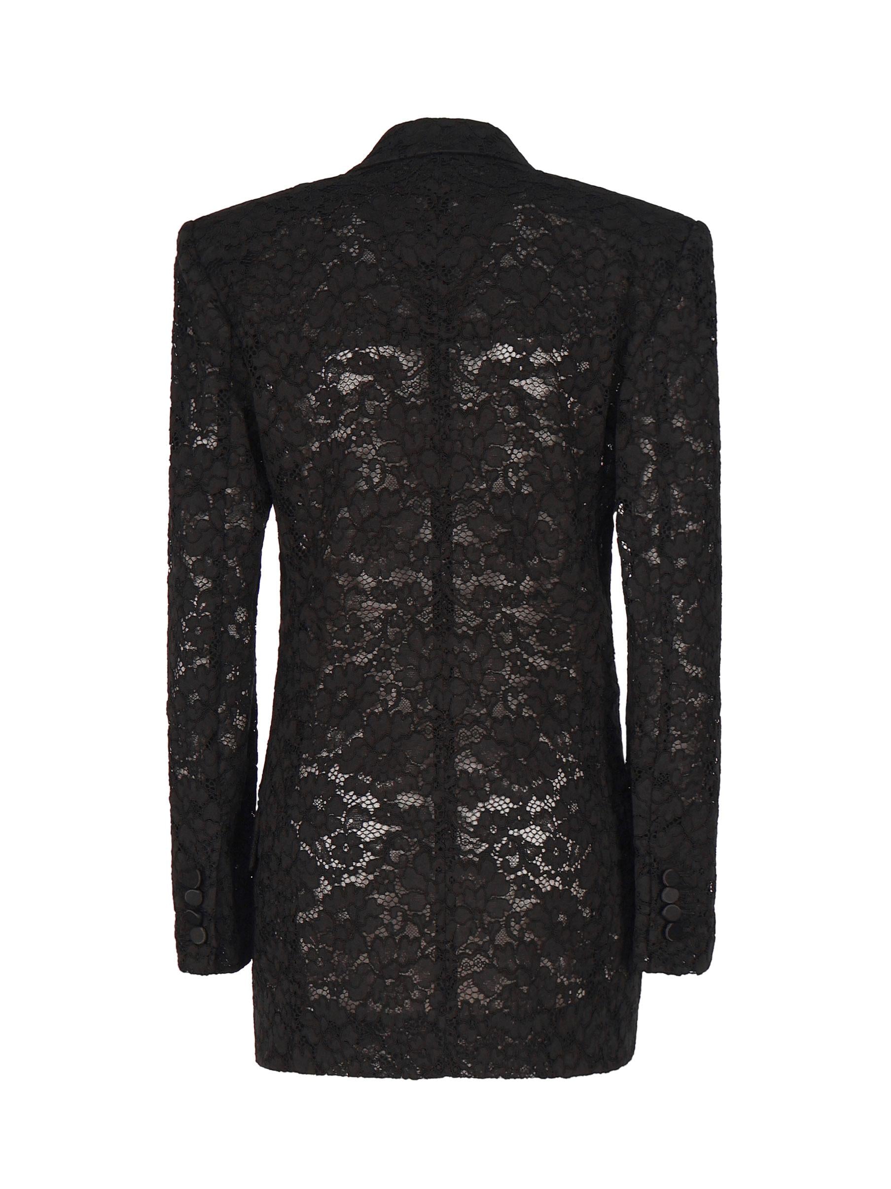 Giacca smoking in pizzo guipure 802140 Y9I521000 SAINT LAURENT 