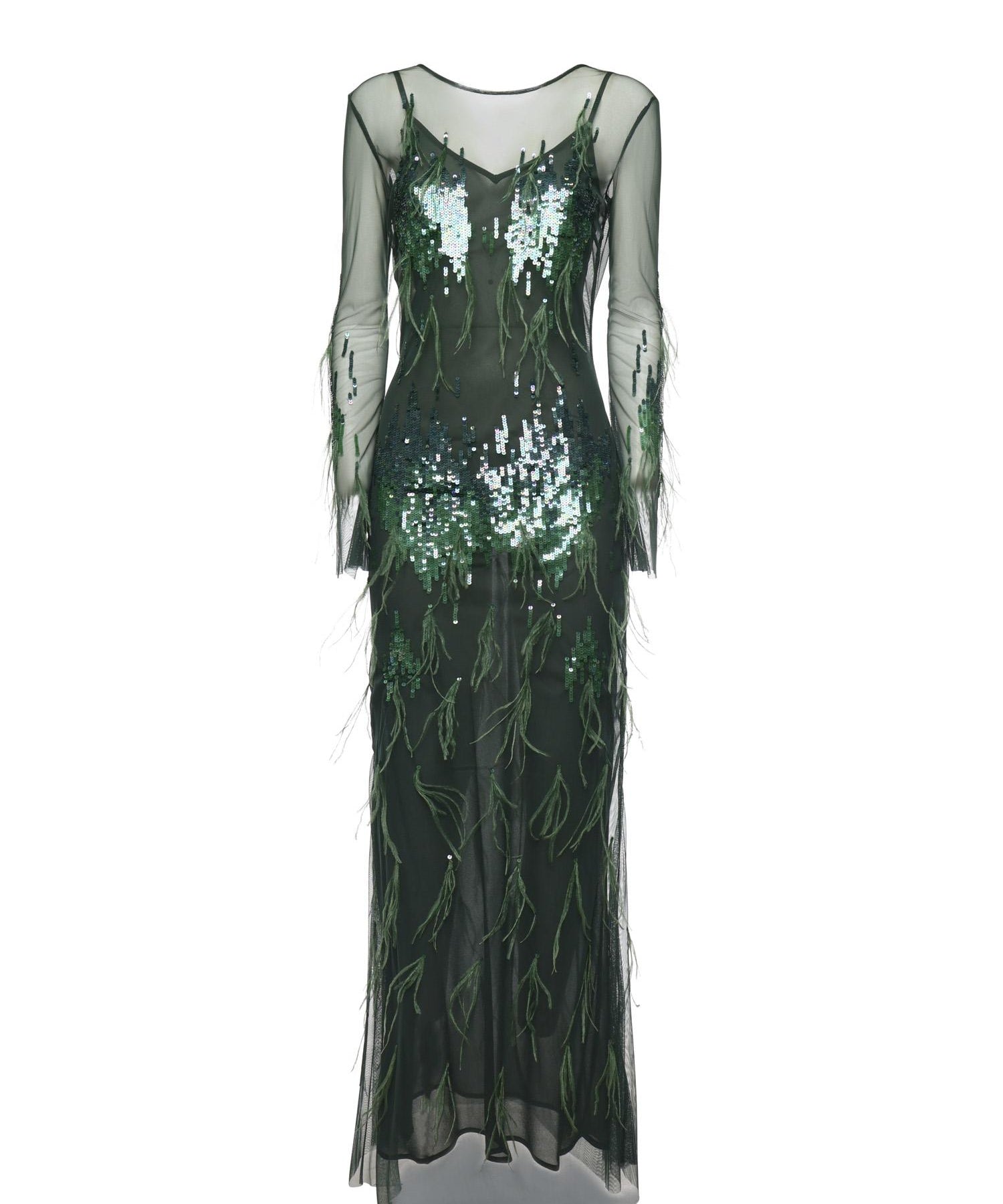 Abito con paillettes e piume 105579 A2SYAS0 PINKO 