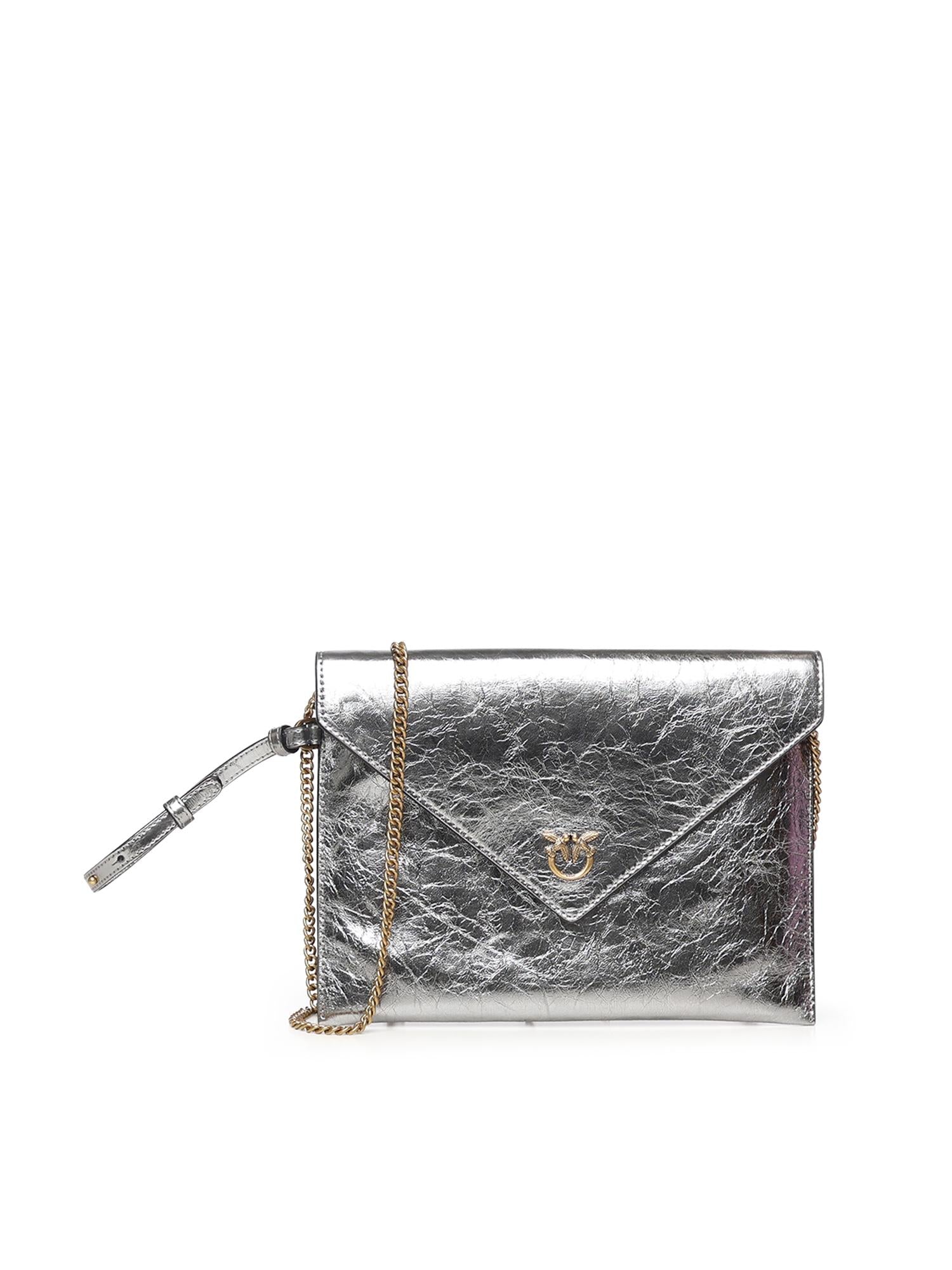 Pochette Envelope in pelle metallizzata con logo 104820 A2OTKZ7Q PINKO 