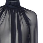 Camicetta a collo alto in mussola di seta 810153 Y065W4900 SAINT LAURENT 