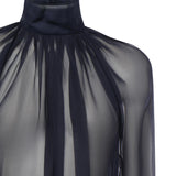 Camicetta a collo alto in mussola di seta 810153 Y065W4900 SAINT LAURENT 