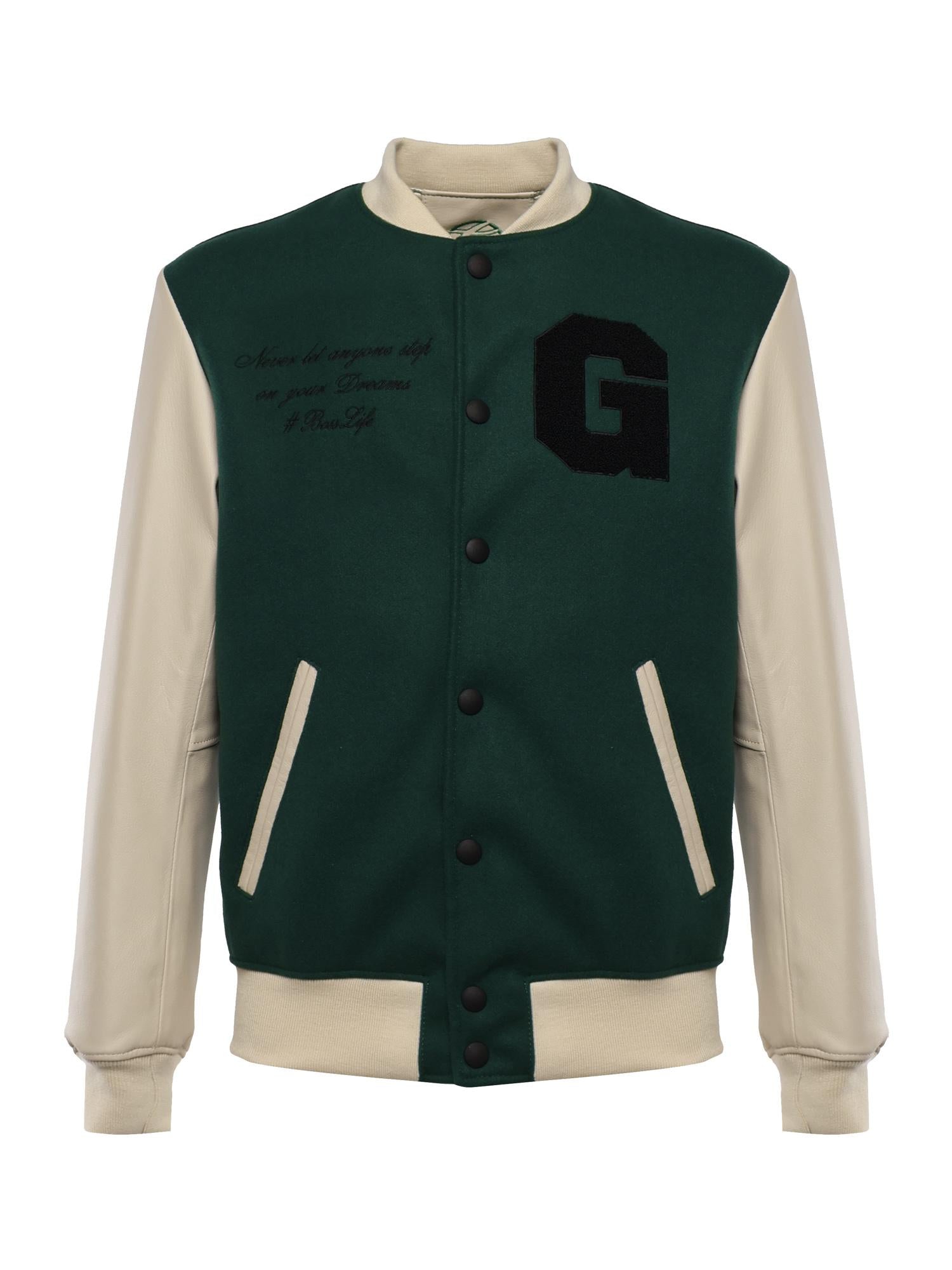 Bomber Varsity in nappa e tessuto VARSITY NAPPAVERDE GIULIANO GALIANO 