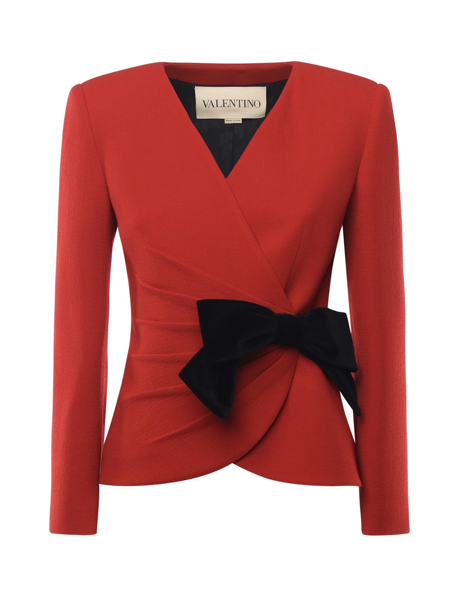 Giacca in wool crepe con fiocco a contrasto 7B0CE520 9Q09QK VALENTINO GARAVANI 