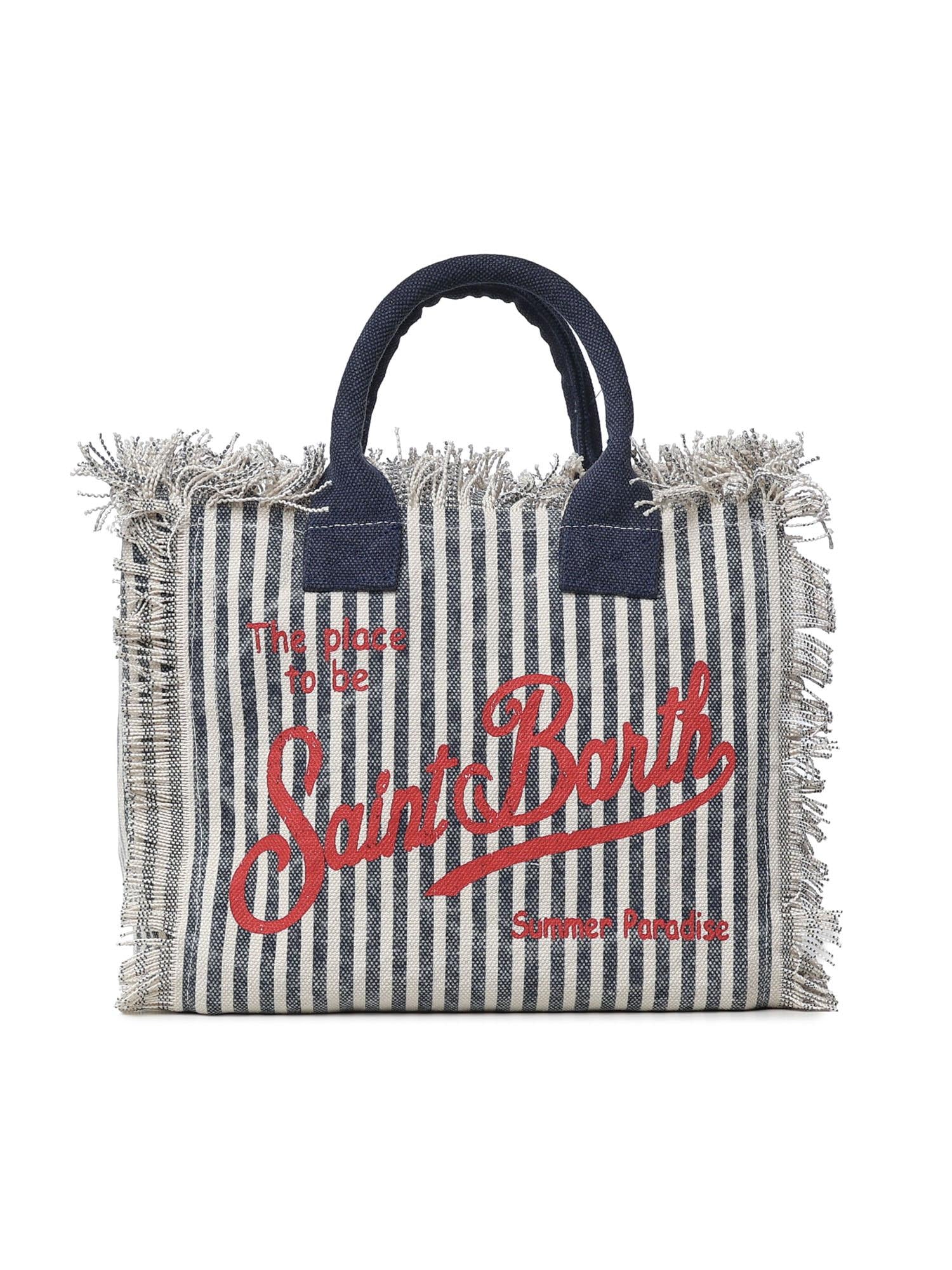 Borsa Colette in canvas a righe COL0001 09852L MC2 SAINT BARTH 