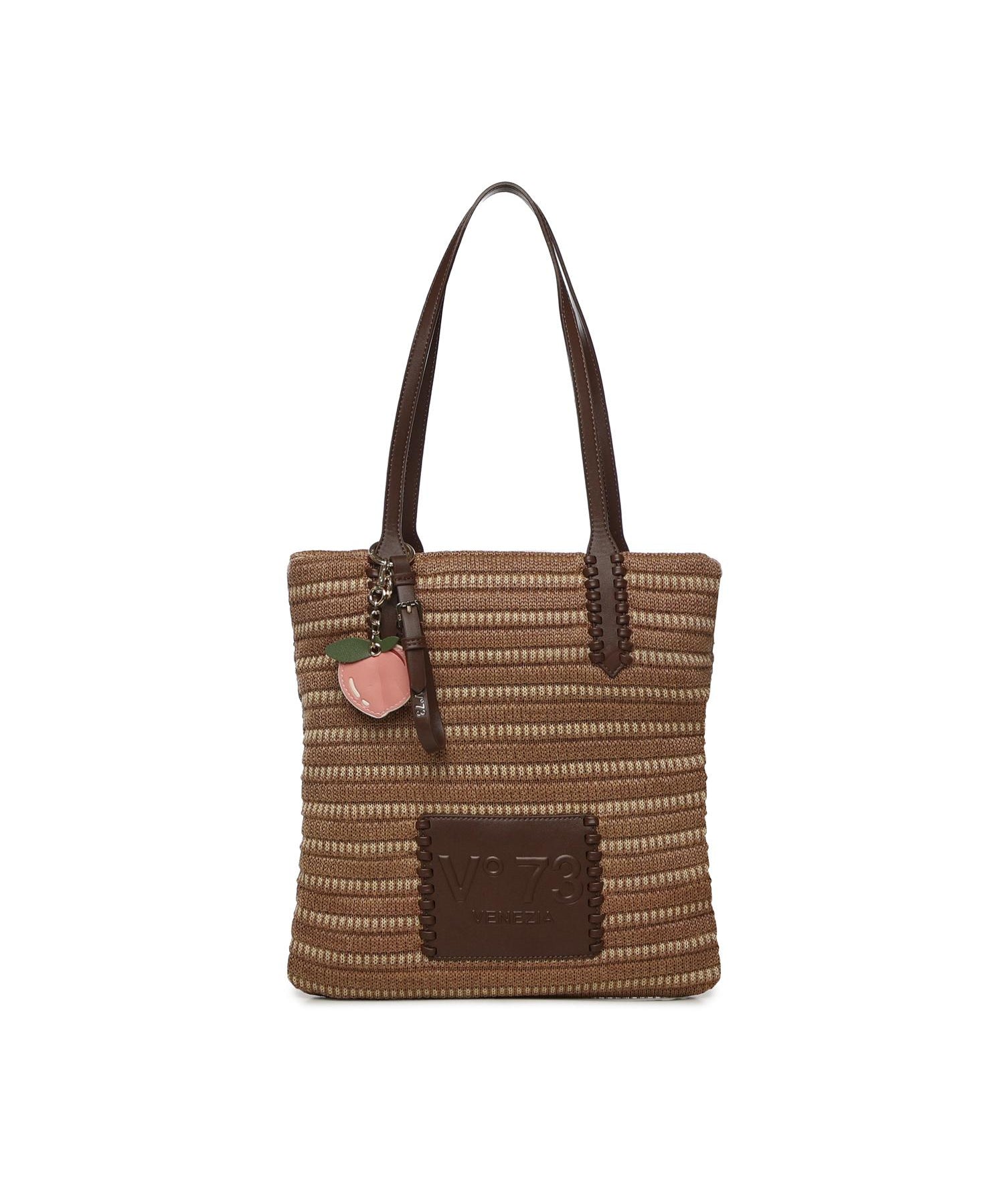 Borsa shopping con logo 73BS9M802 CASSIENATURALE/MORO V° 73 