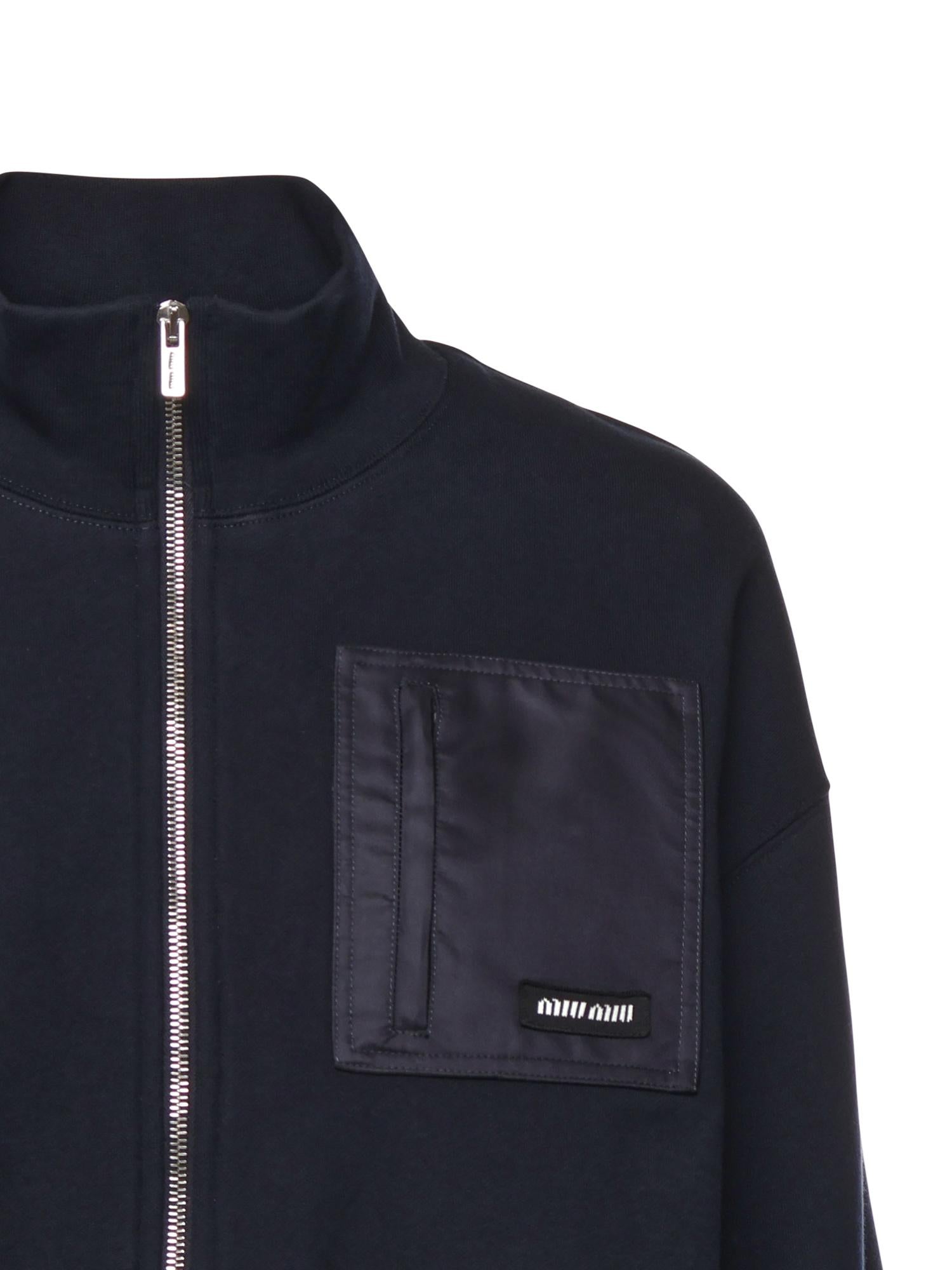 Felpa in cotone con zip MJLA09 18TPF0008 MIU MIU 