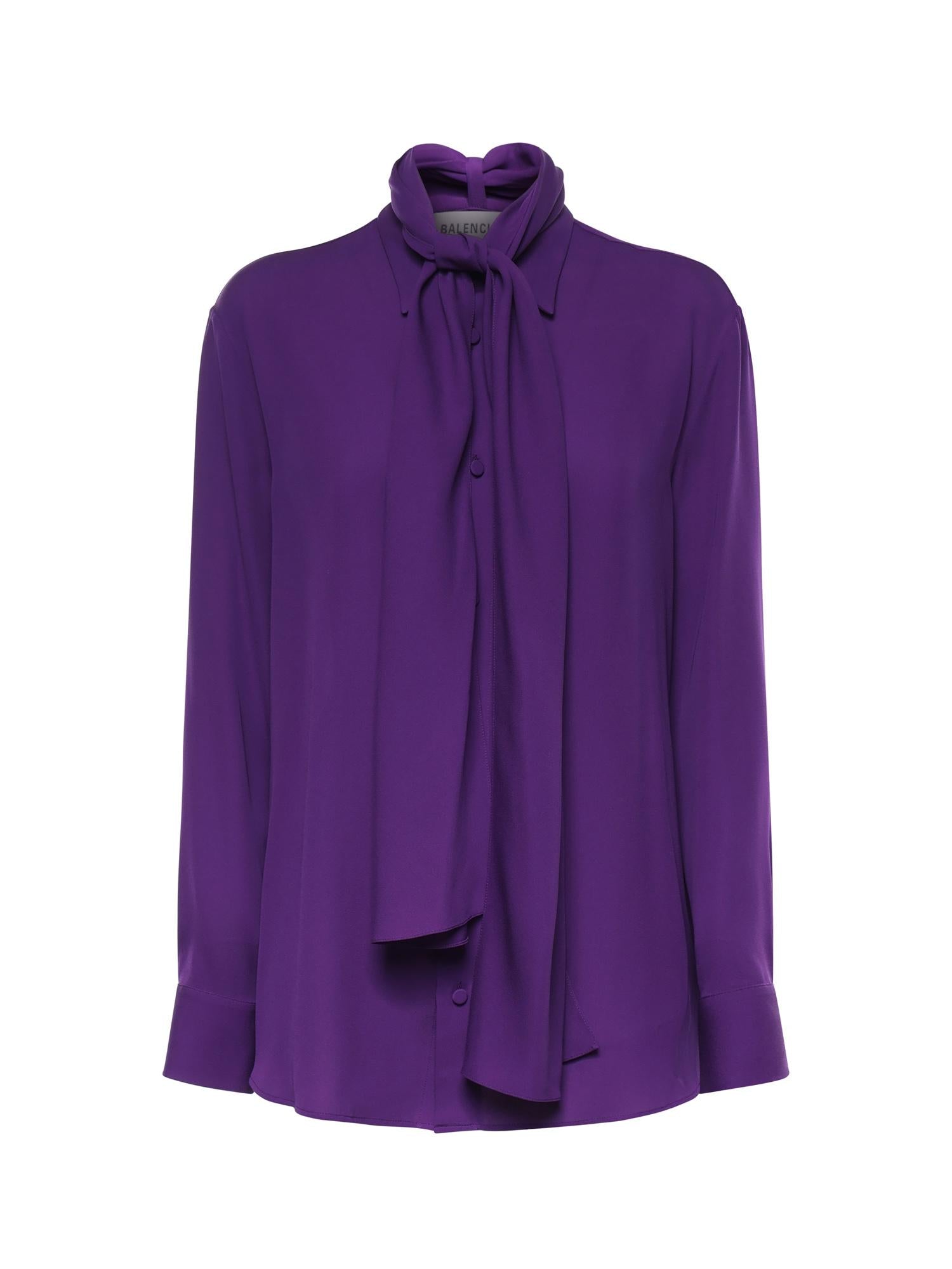 Camicia con sciarpa in georgette di seta 872329 TUN135210 BALENCIAGA 