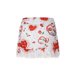 Mini gonna asimmetrica con stampa retrò CBS1932-SU24 -RED FOR LOVE & LEMONS 