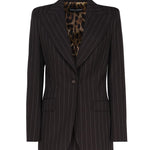 Giacca Turlington monopetto in gessato di lana F29WZT FRBC2S8053 DOLCE & GABBANA 