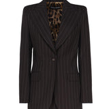 Giacca Turlington monopetto in gessato di lana F29WZT FRBC2S8053 DOLCE & GABBANA 