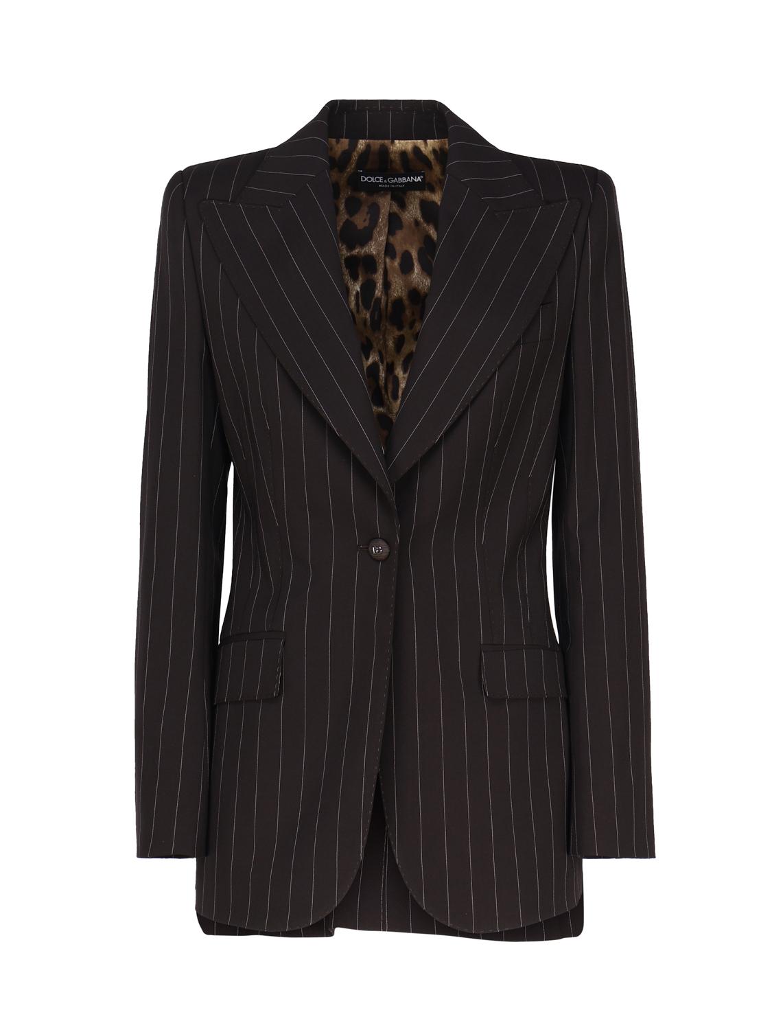Giacca Turlington monopetto in gessato di lana F29WZT FRBC2S8053 DOLCE & GABBANA 