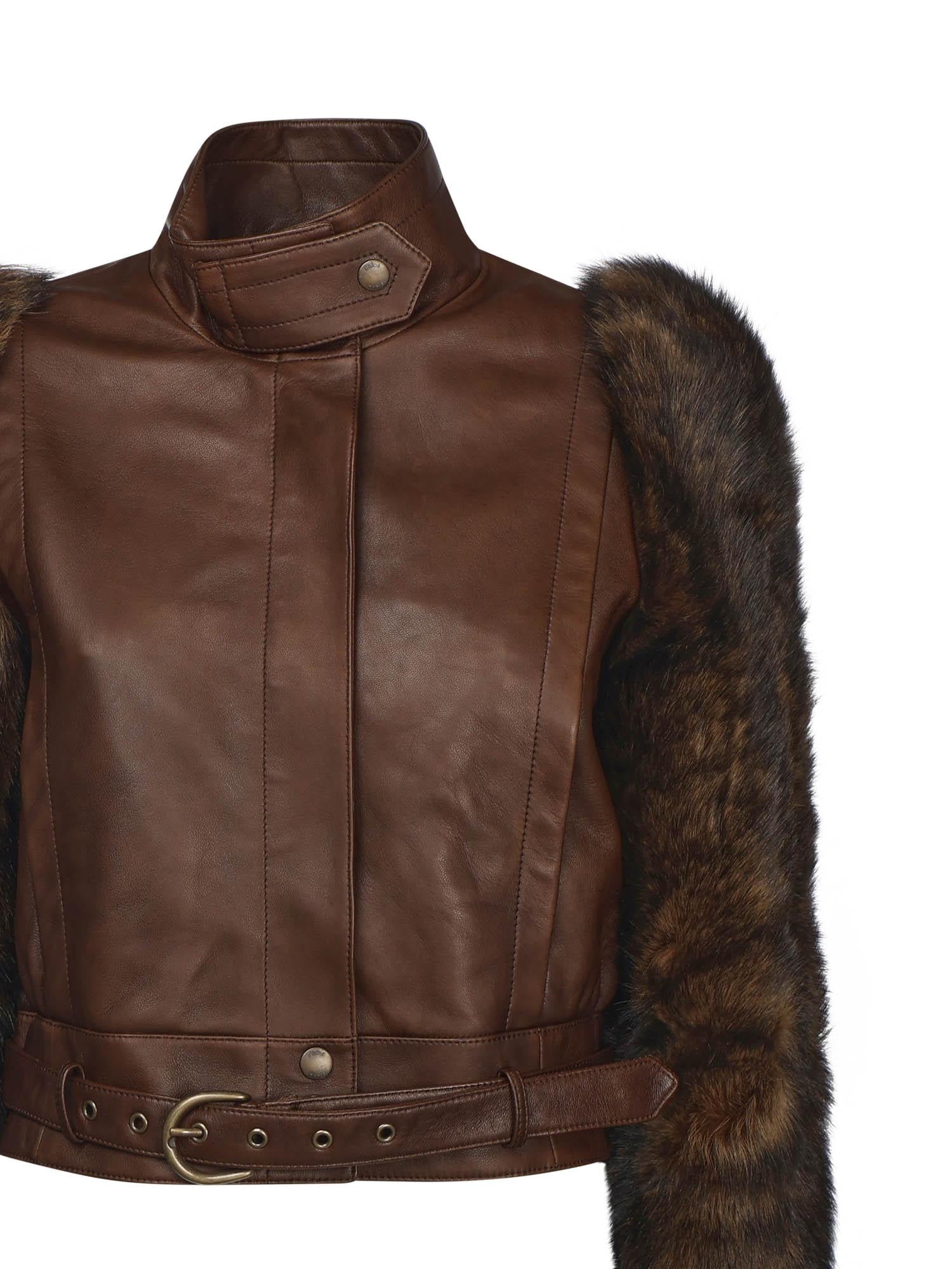 Giacca cropped in pelle CHC25ACV43206 28D CHLOÉ 