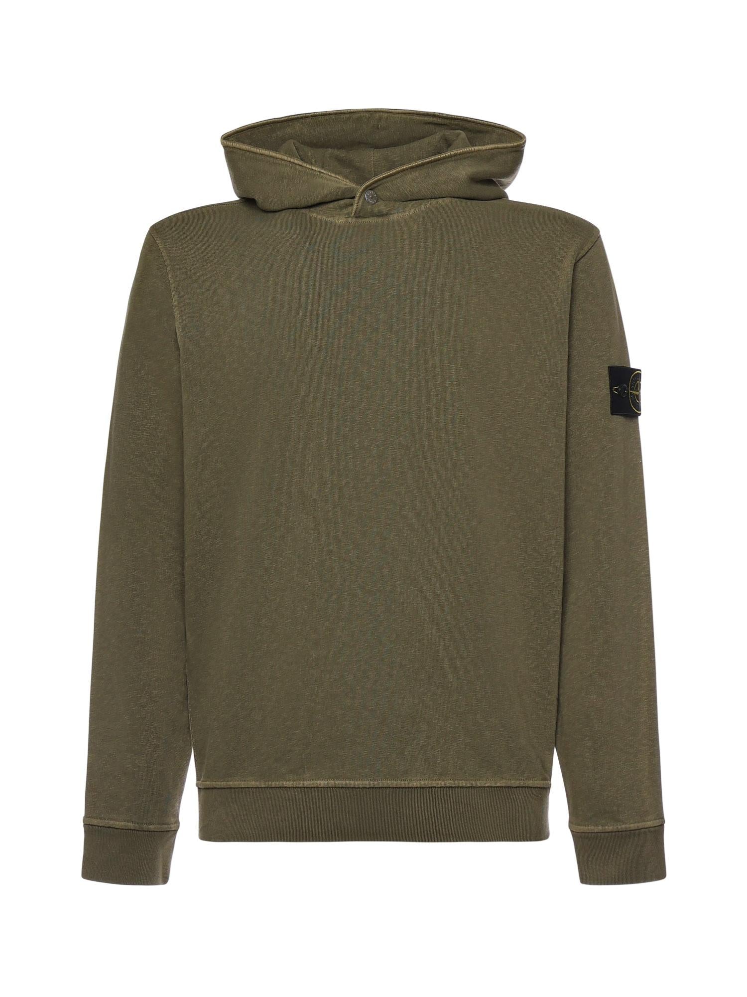 Felpa con cappuccio in cotone malfilé L1S156100031 S0060V0141 STONE ISLAND 
