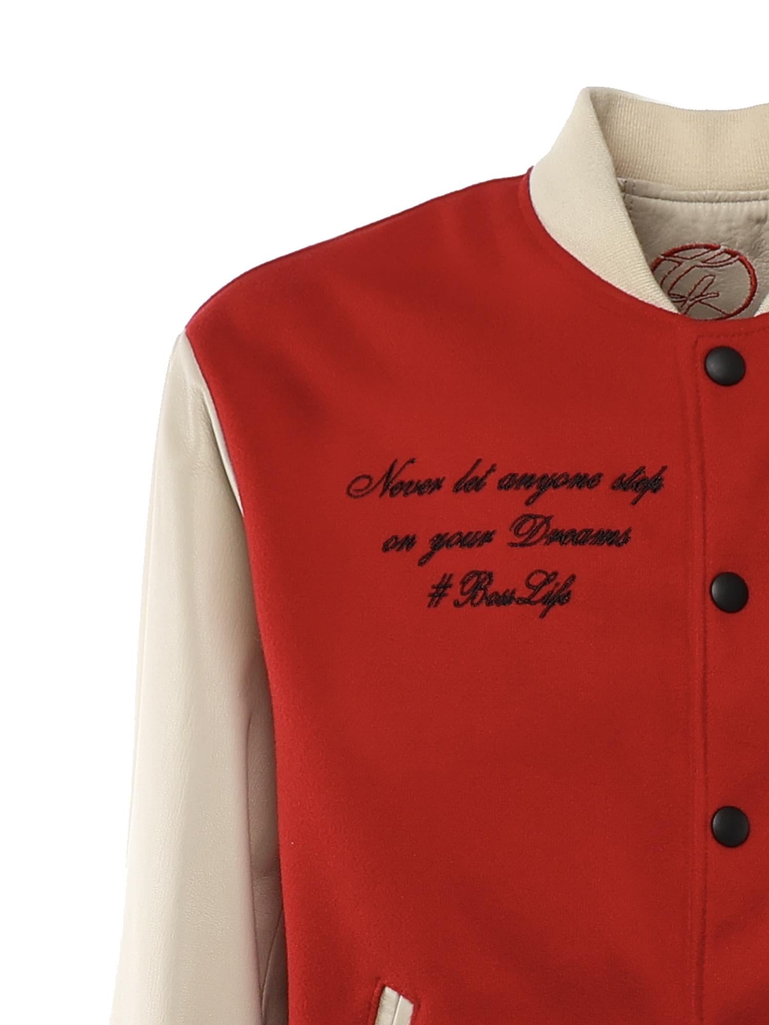 Bomber Varsity in nappa e tessuto VARSITY NAPPAROSSO GIULIANO GALIANO 