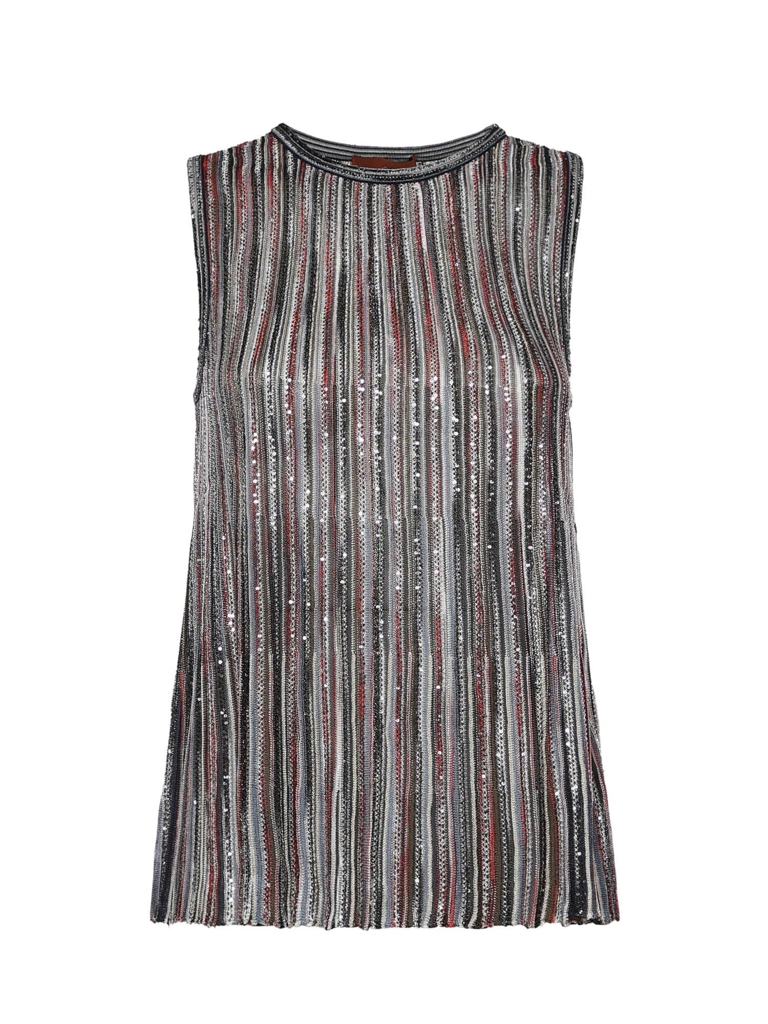 Top in misto viscosa a costine con paillettes DS26SK0S BK01H1SMSMB MISSONI 