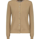 Cardigan in lana con finiture Check 8112164 B8626 BURBERRY 