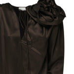 Blusa classica in seta con applicazione 1404250000 BROWN MAGDA BUTRYM 