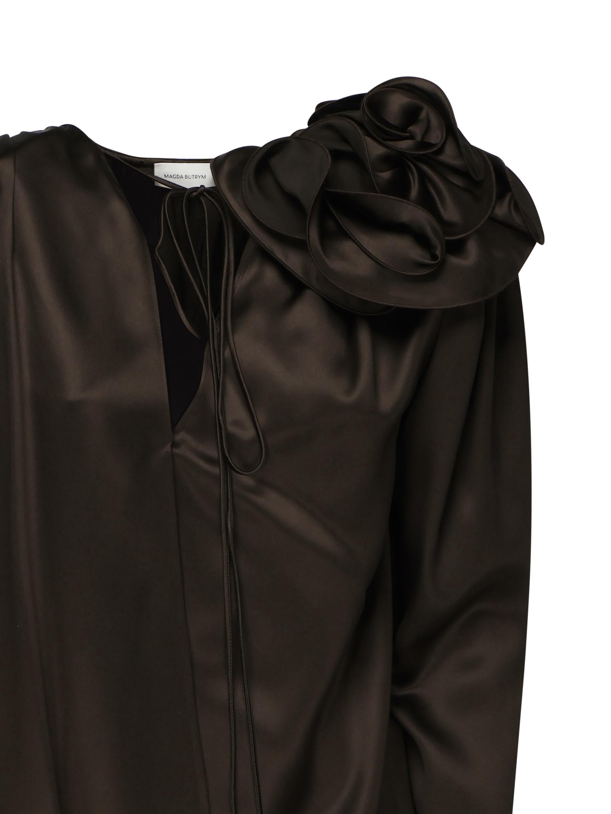 Blusa classica in seta con applicazione 1404250000 BROWN MAGDA BUTRYM 