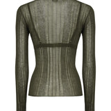 Maglia semitrasparente a costine 102977 A1NDX18 PINKO 