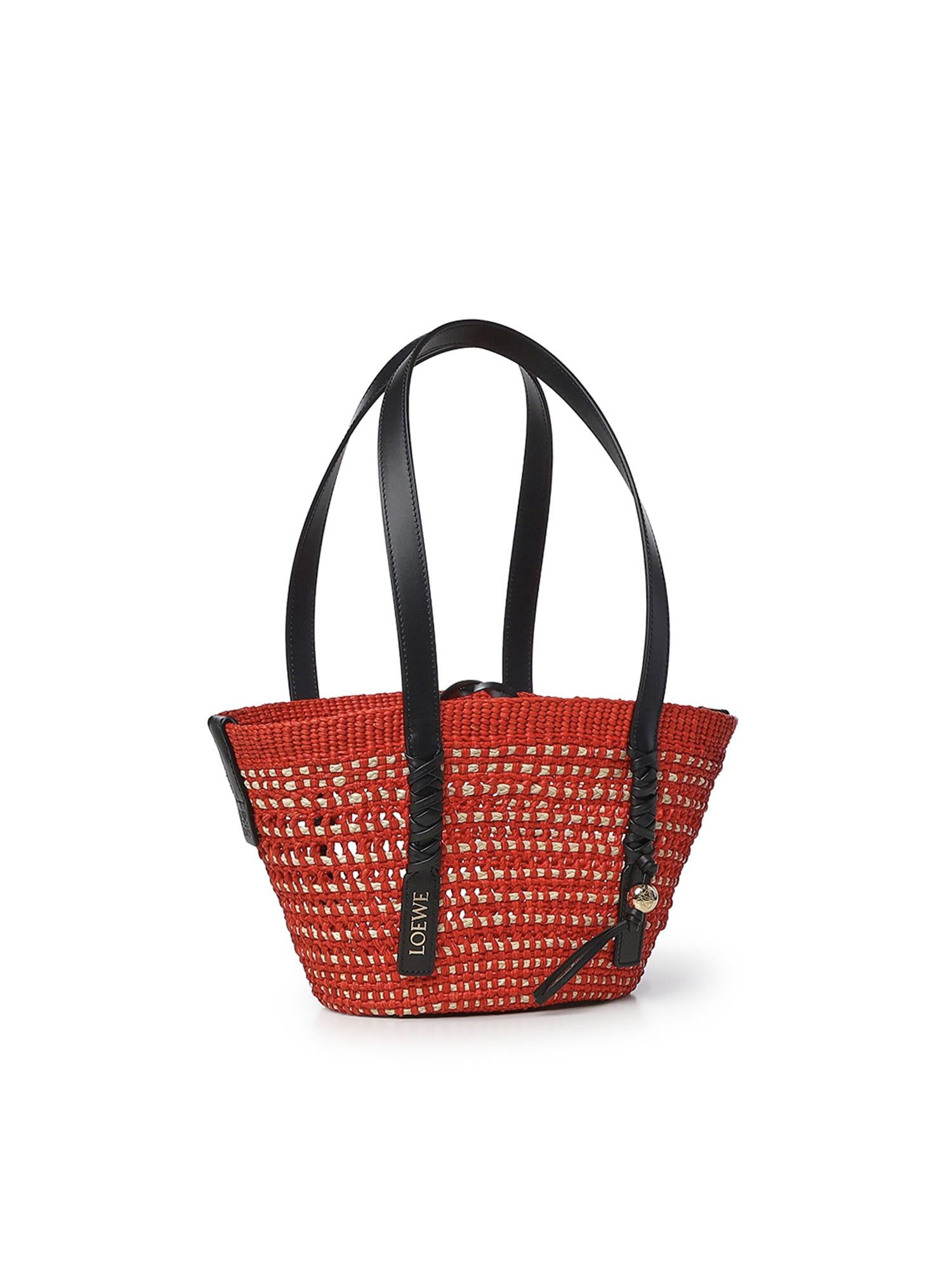 Borsa cesto Braid piccola in palma Iraca e pelle di vitello ASCPIBSX01 7116 LOEWE 