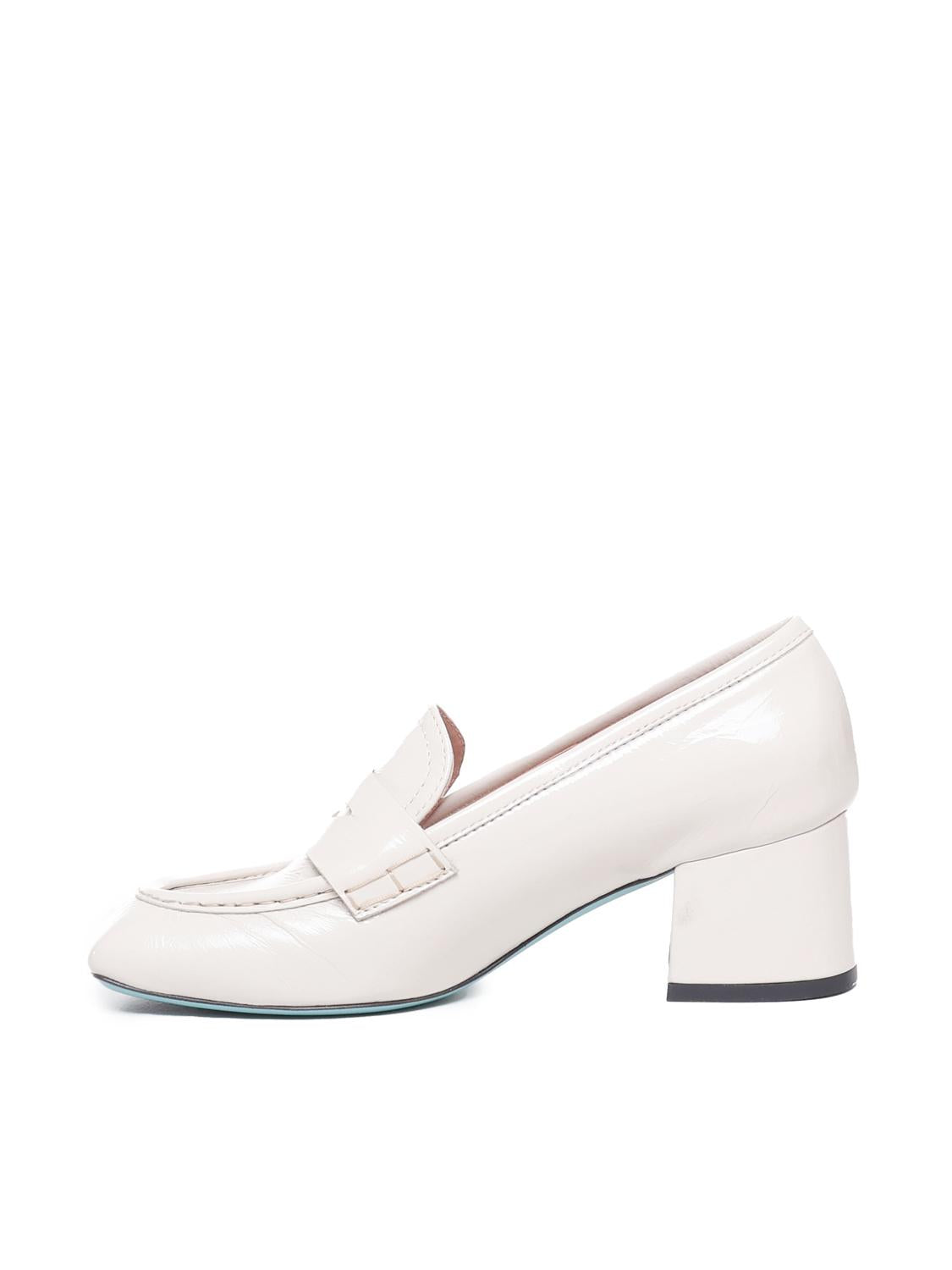 Mocassino in vernice con tacco<BR/> CELESTE 02 VERLUXMILK FRATELLI RUSSO 