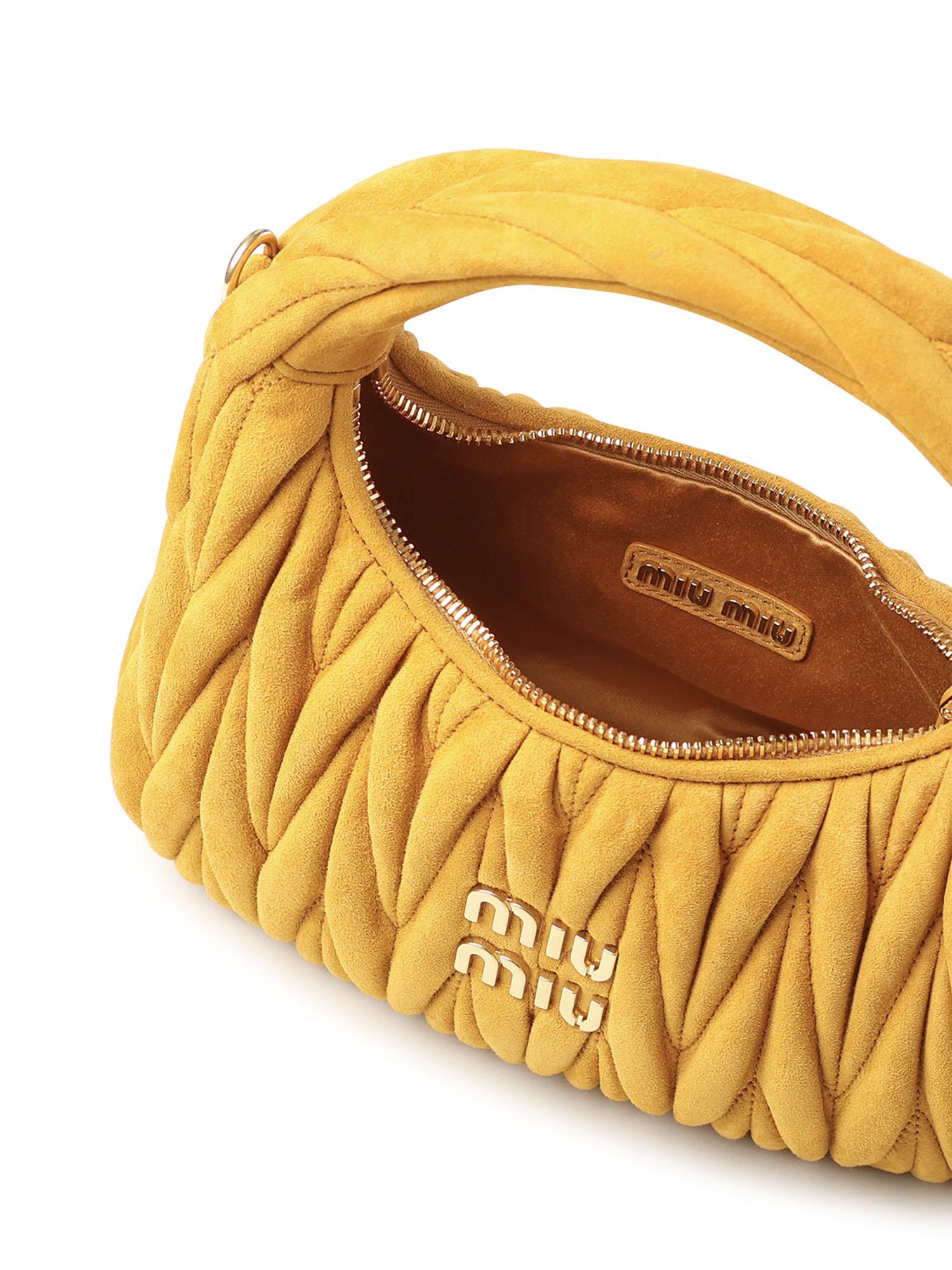 Borsa Wander in pelle scamosciata matelassé 5BC125 AB7OF0R55 MIU MIU 