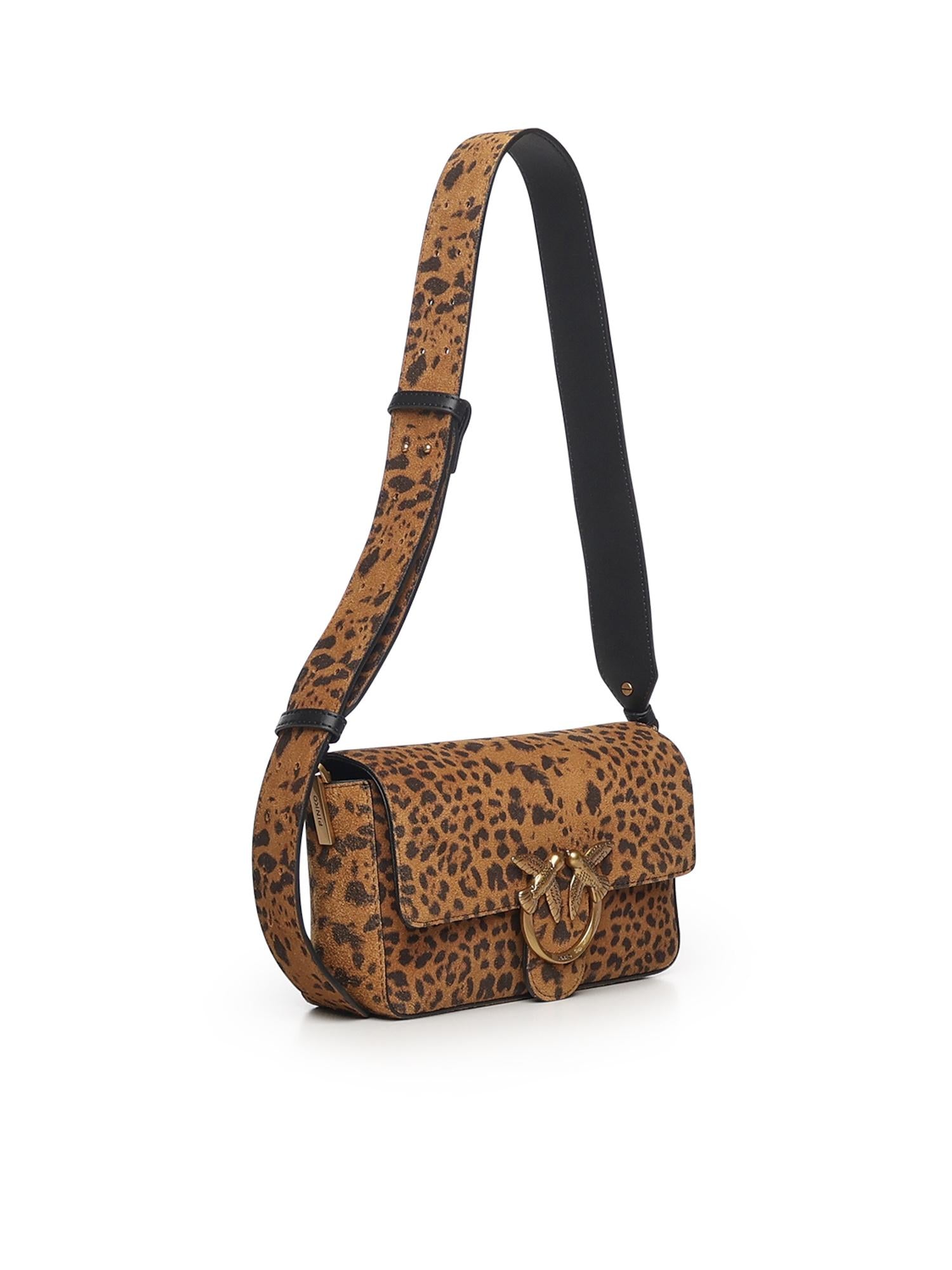 Borsa a spalla "Love One Slouchy" in suede leopardato 106244 A32AM35Q PINKO 