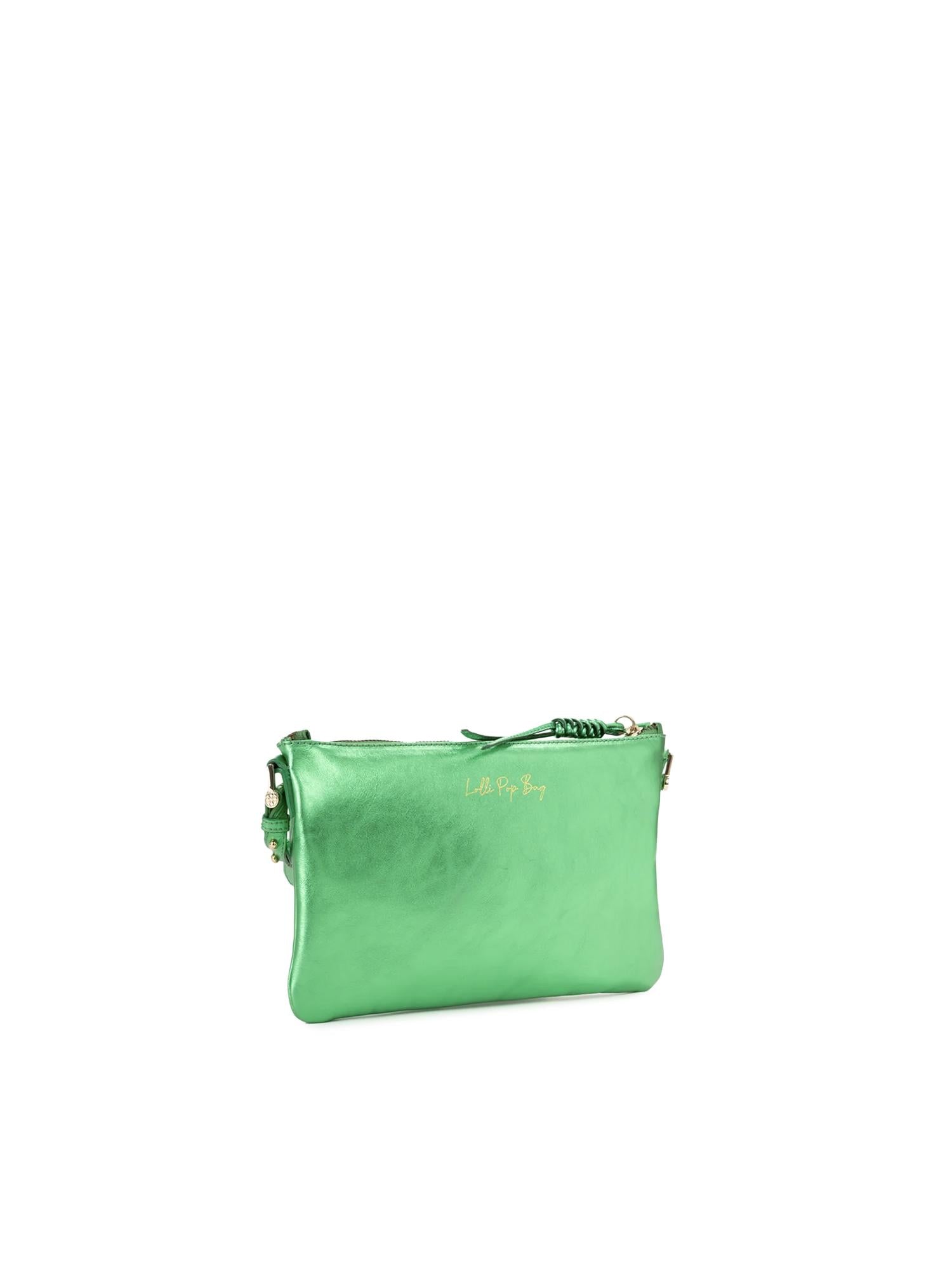 Borsa a tracolla in pelle con logo 73BP9VT03 LOLLI POPPOP GREEN V° 73 