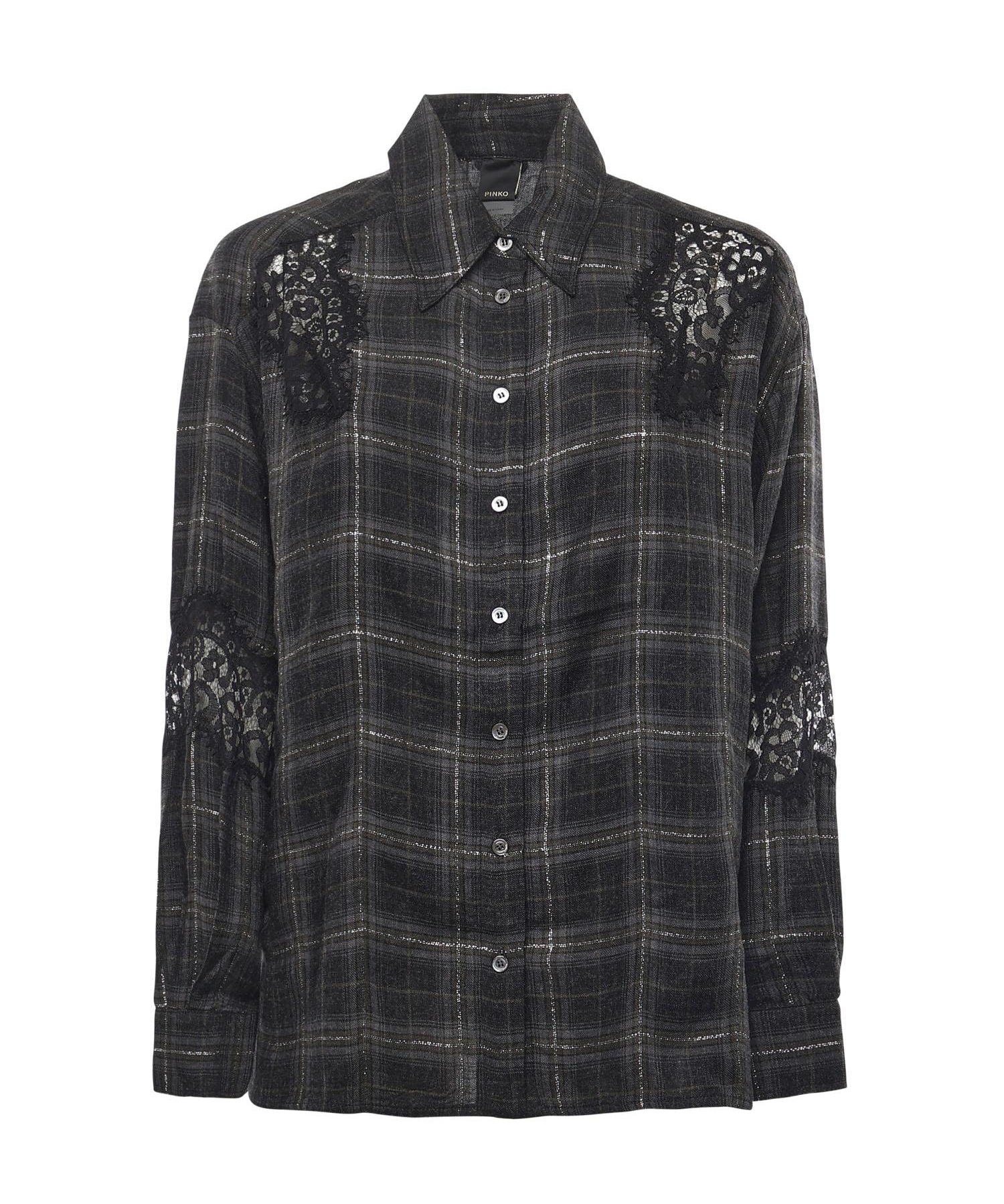 Camicia a quadri con pizzo 106109 A30DIK1 PINKO 