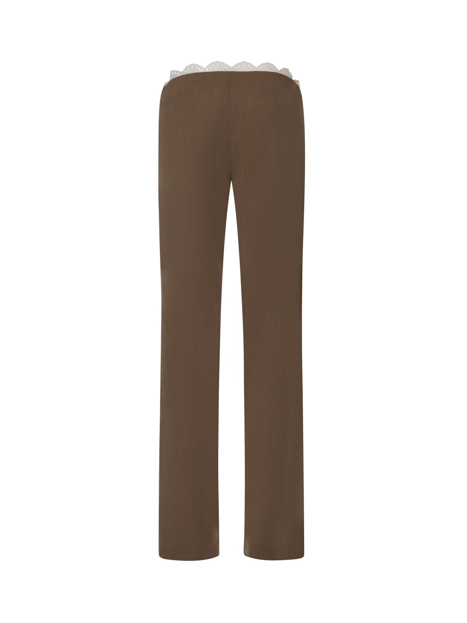 Pantaloni in lana con cinturino in pizzo 173426  MAGDA BUTRYM 