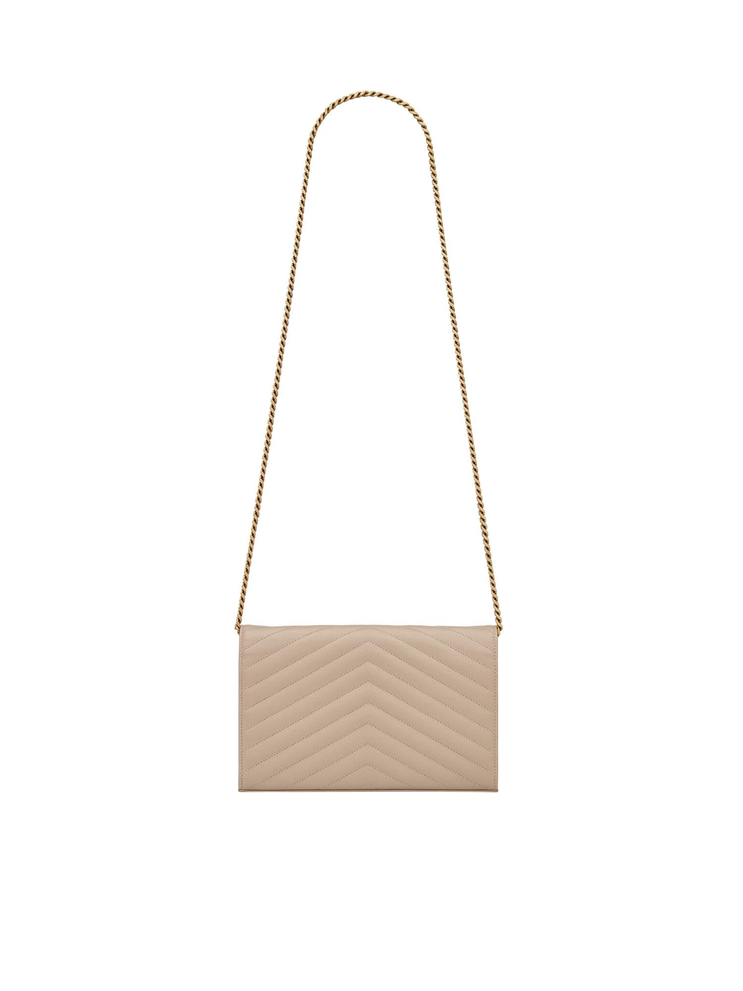 Pochette con catena Cassandre in pelle grain de poudre 377828 BOW012721 SAINT LAURENT 