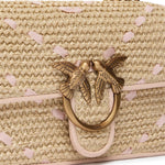 Borsa Mini Love Bag One Light in rafia e pelle 104550 A1RLHN2Q PINKO 