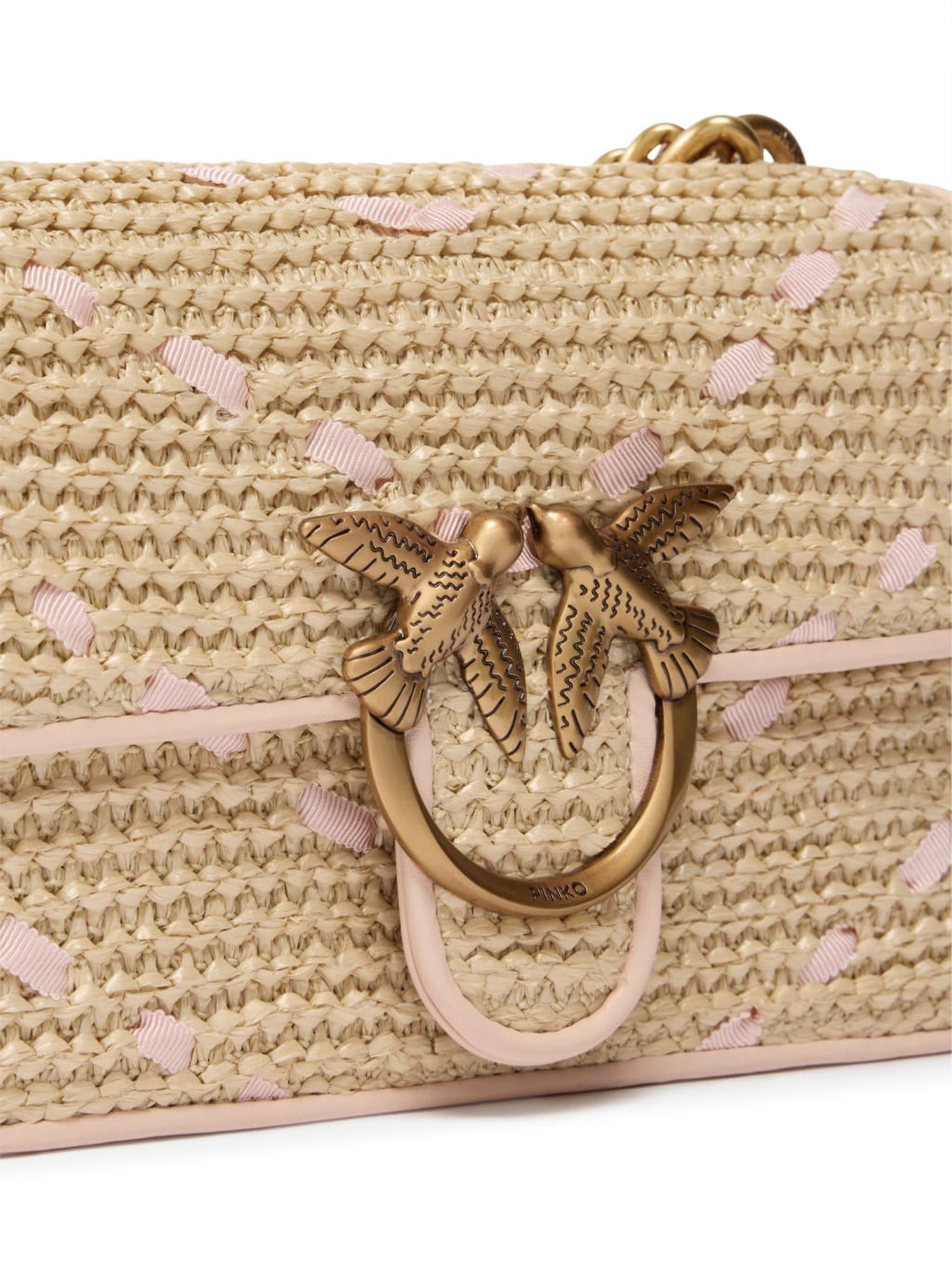 Borsa Mini Love Bag One Light in rafia e pelle 104550 A1RLHN2Q PINKO 