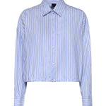 Camicia cropped in cotone a righe 106249 A36JEZB PINKO 