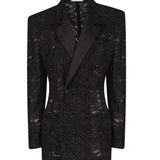 Giacca smoking in pizzo guipure 802140 Y9I521000 SAINT LAURENT 