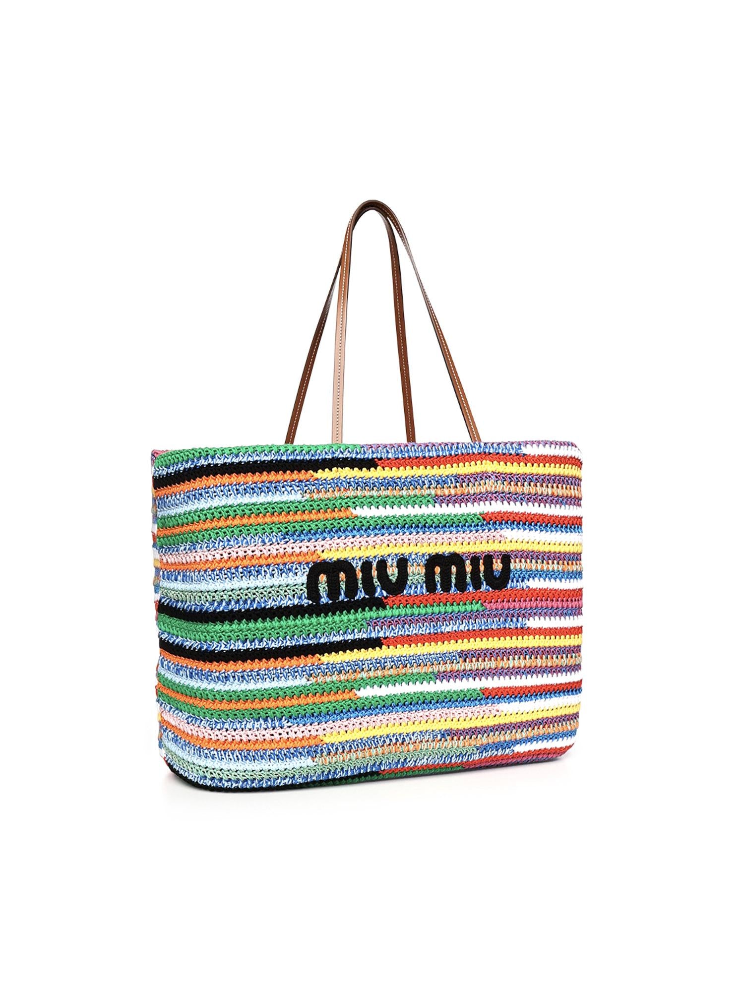 Tote bag in crochet a righe 5BG228 AF46F0055 MIU MIU 