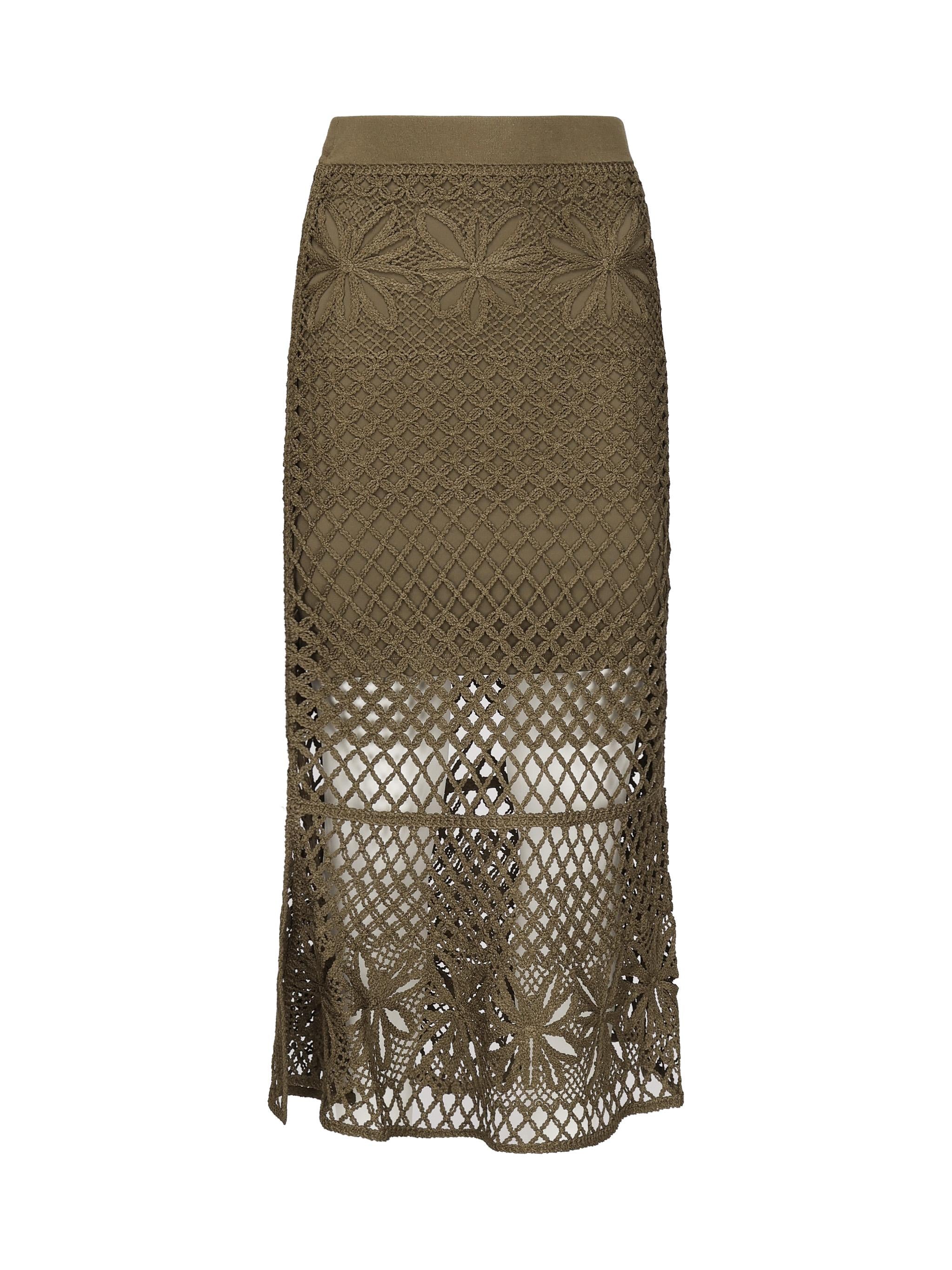 Gonna lunga effetto crochet fantasia 104732 A2FFX26 PINKO 