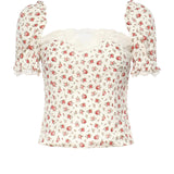 Top in charmeuse stampa Roselline F7BK1T FSA79HA5XJ DOLCE & GABBANA 