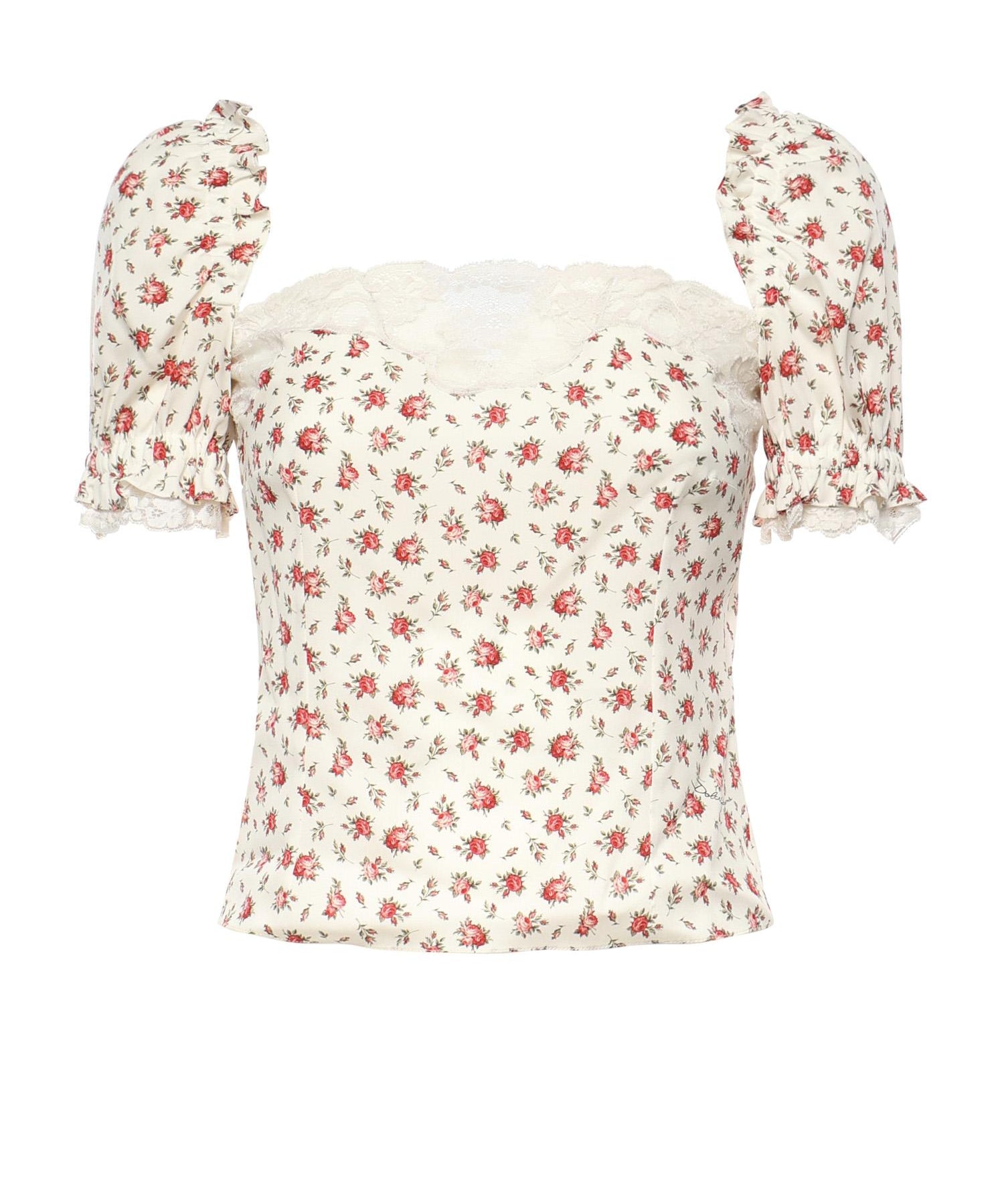 Top in charmeuse stampa Roselline F7BK1T FSA79HA5XJ DOLCE & GABBANA 