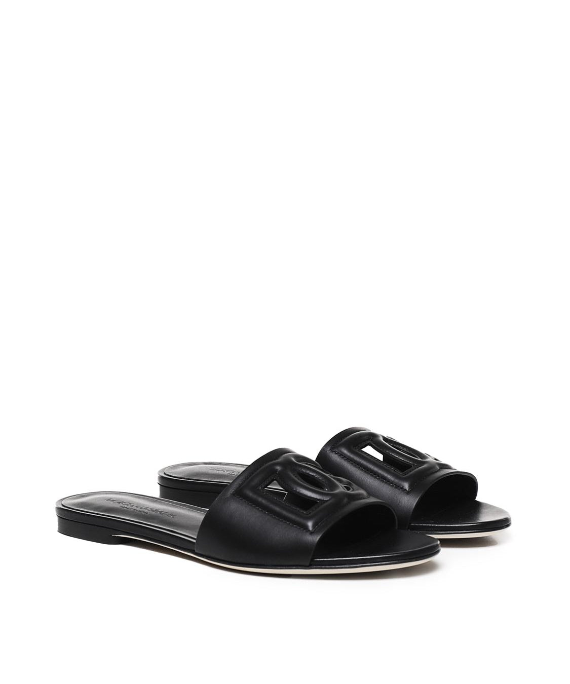 Slide in pelle di vitello e logo CQ0436 AY32980999 DOLCE & GABBANA 