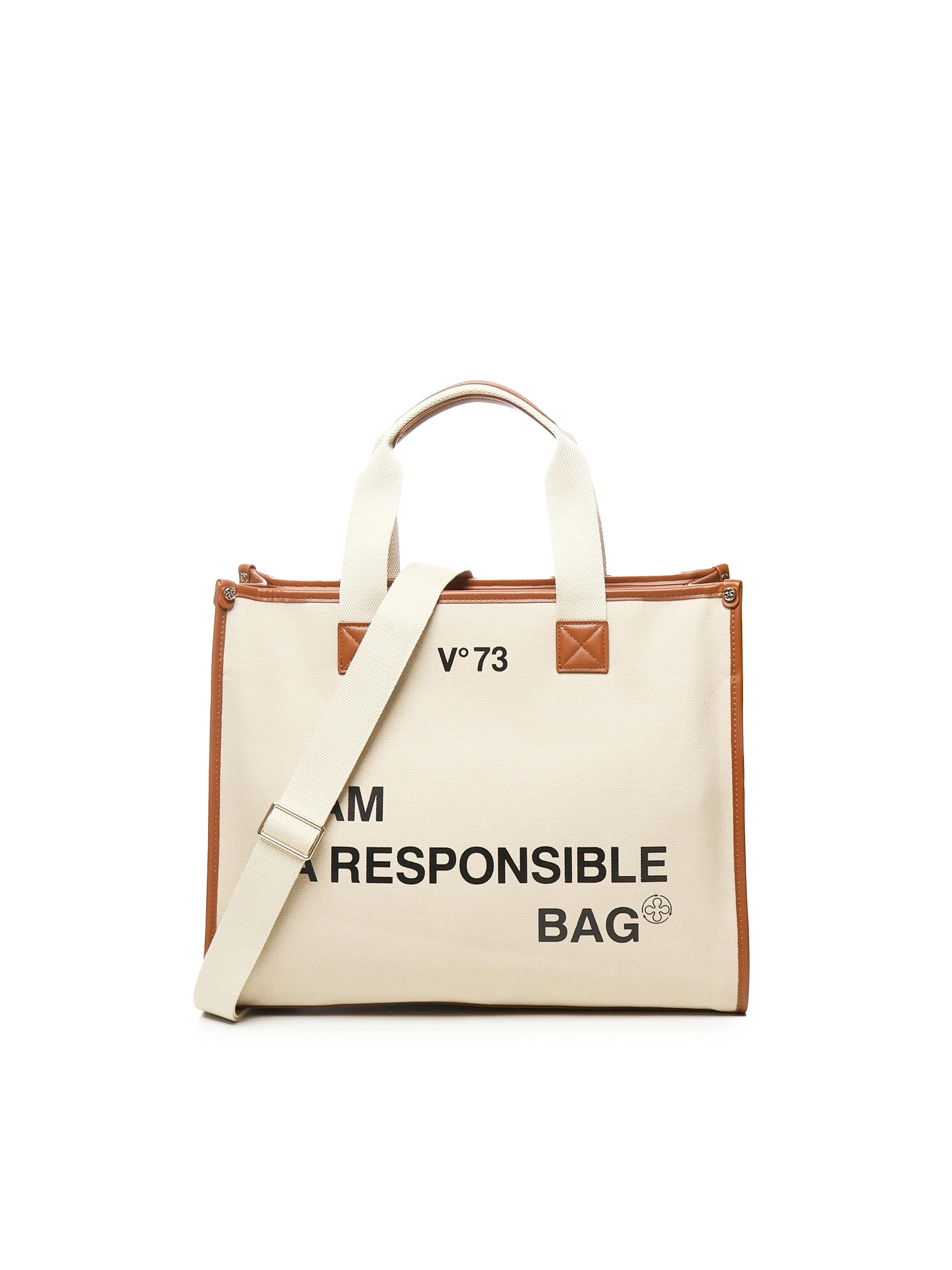 Borsa tote Responsability in cotone 73BS6AF01 RESPONSIBILITY BISNATURALE/CUOIO V° 73 