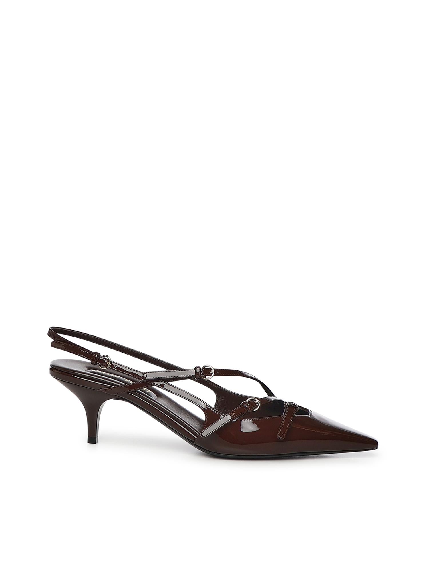 Décolleté slingback in pelle con fibbie 5I013E 069F0324 MIU MIU 