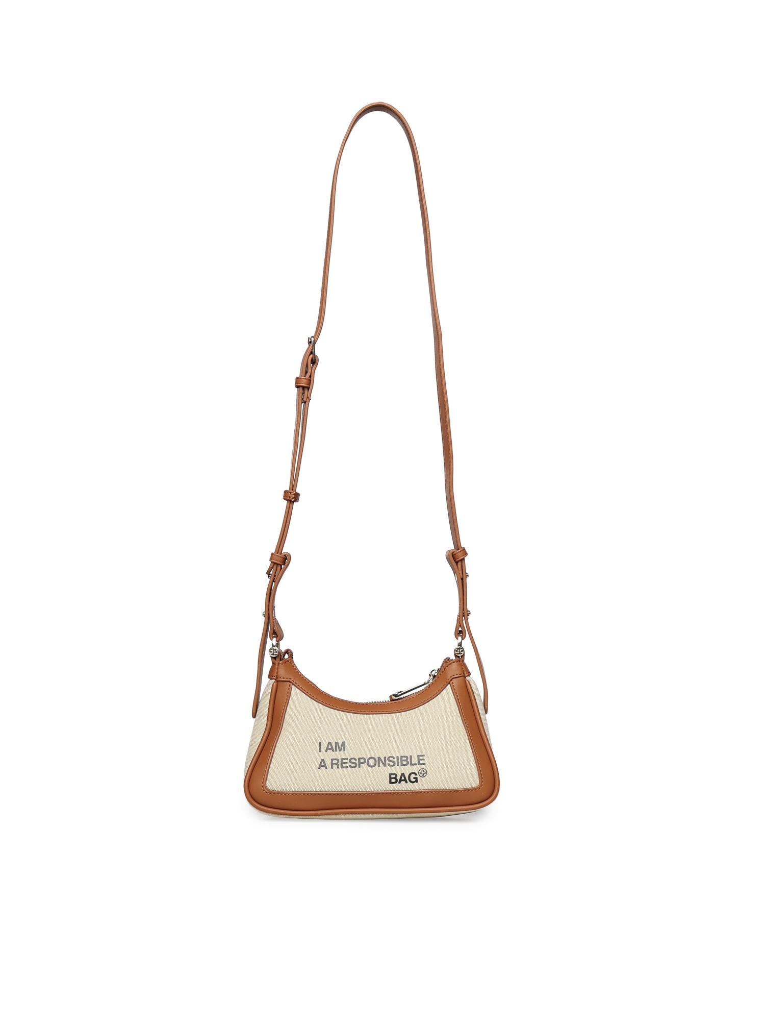 Borsa a tracolla Responsible con logo 73BS9MU02 RESPONSIBLE 73OFF WHITE/CUOIO V° 73 