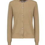 Cardigan in lana con finiture Check 8112164 B8626 BURBERRY 
