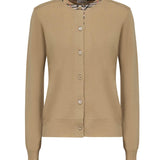 Cardigan in lana con finiture Check 8112164 B8626 BURBERRY 