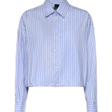 Camicia cropped in cotone a righe 106249 A36JEZB PINKO 