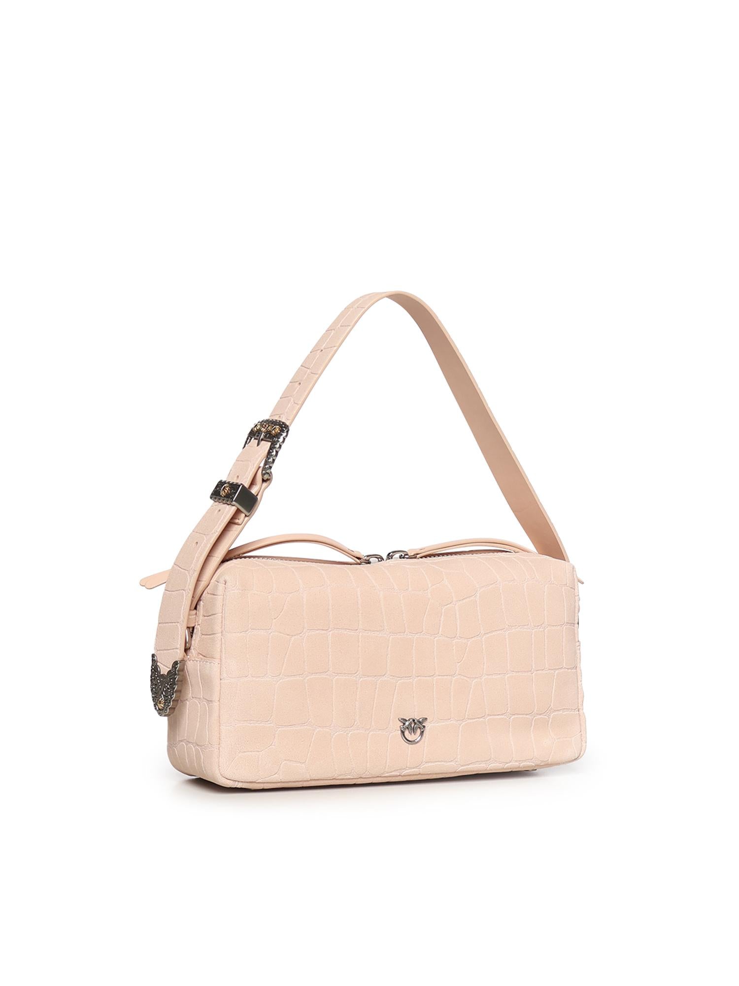 Borsa bauletto a tracolla in pelle stampa coccodrillo 106761 A2YWA28O PINKO 