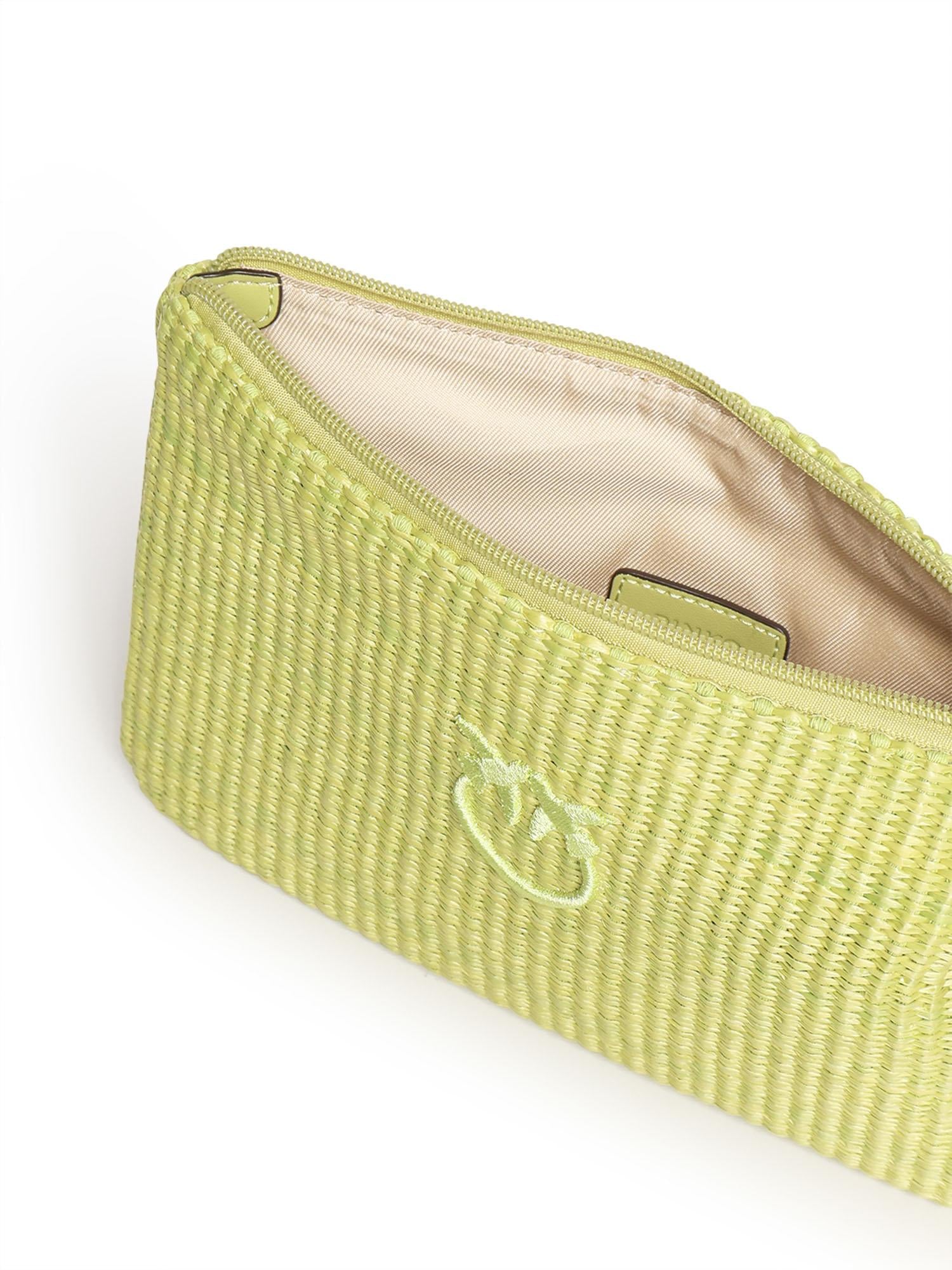Pochette in rafia con logo Love Birds 106763 A39YVV0Q PINKO 