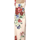 Abito longuette a tubino in raso stampa Fiori F6TTYT FSIB5H25PR DOLCE & GABBANA 